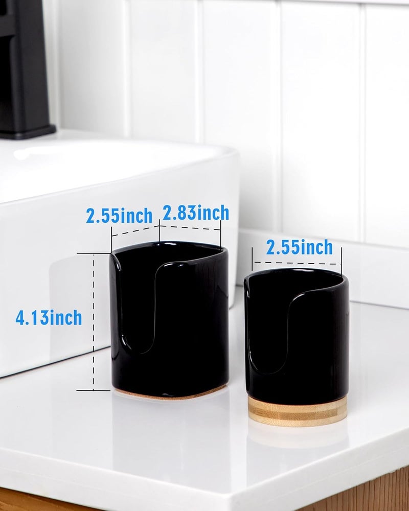 Viosuniu 5 oz Square Ceramic Bathroom Cup Dispenser for Kids and Pregnancy - Disposable Paper Cup Holder for Mouthwash Cups on Bathroom Vanity Countertop (Black-1, 1 Pack) - Image 4